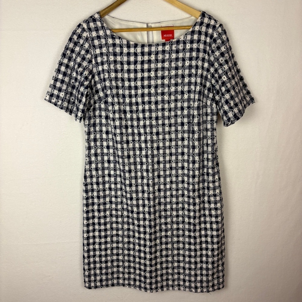Melrose Y2K Navy White Gingham Plaid Mini Dress Cottagecore